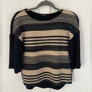 Massimo Dutti striped black/tan drop sleeve shirt size medium
